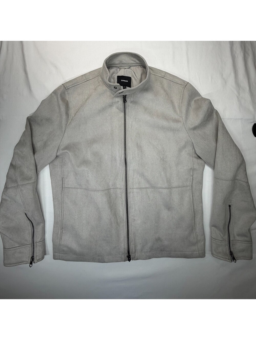 Express Men's Jacket Full Zip Long Sleeve Stand Up Collar Neck Size M Gray NWT